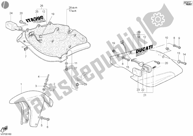 Tutte le parti per il Mezza Carenatura del Ducati Supersport 900 S 2002